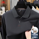 International Milan spring and autumn new men's pure cotton long-sleeved polo shirt lapel business casual breathable top cotton solid color T-shirt light gray XL recommended 130-155Jin Jin equals 0.5 kg