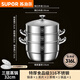SUPOR's 2025 new extra thick and heightened 316 stainless steel steamer, thickened double, three and four-layer household soup pot, one-piece molding, outer diameter, three layers of extra thick 316 steel, net weight 8.5 32cm