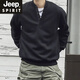 JEEP SPIRIT large size 300Jin Jin is equal to 0.5 kg large size men's Henry collar sweatshirt men's autumn and winter new American trendy brand loose top bottoming shirt black M