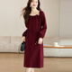 Ehangy Luxury High-End Brand Dress For Women 2025 Осенью Новый высококачественный стиль моды стройной и красивой юбки Burgundy XL 120-130JIN [Джин равняется 0,5 кг]