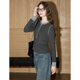 TonLion 2025 Autumn Women's Half-Braid Contrast Color Splicing Knitted Bottoming Shirt