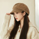 Raodie reversible big head painter's hat female beauty Lard style beret autumn and winter style face-showing small octagonal hat MM1558 black one size