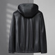 Dibinze plus size men's casual hooded leather jacket autumn fat man loose fashionable leather jacket black 5XL