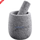 Midelei garlic mortar, old-fashioned stone garlic mortar, hand-made masher, mortar, stone mortar, grinding rice flour, rice cake and garlic, medium sesame white goblet, stone mortar with lid
