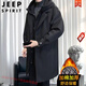 JEEP SPIRIT large size mid-length windbreaker for men plus size plus size for autumn and winter loose plus cotton coat fat man trendy windproof jacket black cotton coat MY3366 free +- insurance M recommended 80-100Jin Jin equals 0.5 kg