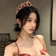 Aoyanlai light luxury princess 18th birthday crown bride ruby crown headband head role-playing earrings hair single product retro palace crown