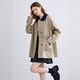 Betu Women's Clothing 2025 Autumn New Windbreaker Barn Style Lyocell Color Blocking Design Jacket Women 2508T94 Khaki S