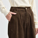Pantalones de pellizco de Giordano para mujeres Pora de algodón puro estilo retro prensado y plisado Cintura semiástica Pantalones informales de pierna ancha 05424683