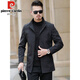 Pierre Cardin high-end men's windbreaker mid-length jacket 2025 spring and autumn new middle-aged dad stand collar business casual jacket black 2XL 185 recommended 170-185Jin Jin equals 0.5 kg
