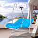Chaise à bascule de Yusenyi, panier de suspension à double hamac, lit bleu, chaise swing extérieure, balcon, lit swing bleu suspendu pour adulte, chaise salon à bascule, blanc petit (A13821 Coussin de siège)