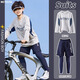 McTicco children's quick-drying suit boys' badminton sports training clothes spring and autumn long-sleeved middle and large children's basketball outdoor cycling clothes 19638 gray + 16121 dark blue 130 130cm