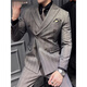 CEO Yageor 2025 Spring Plaid Bräutigamanzug Britischer Stil Doppelbruster Anzug Herrengeschäft Casual Grey Anzug + Weste + Hose Schwarzer Hemdkragen 5xl 60