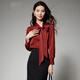 Late White New Product 2025 Autumn Style Chinese Red Lace Elegant Shirt Commuting Solid Color Light Mature Fashion Shirt Women Dark Red M