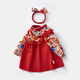 BORBOON B baby dress spring dress baby girl one year old dress girl birthday first birthday princess dress red cheongsam dress gift box 2271 80