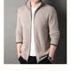 TJQ high-end British brand cardigan wool sweater for men 2025 autumn and winter thickened men's turtleneck sweater jacket light khaki 4XL 195 suitable for 190-220Jin Jin equals 0.5 kg