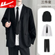 Pull back student suit suit men's loose casual black small suit handsome professional formal jacket DK black top black suit + shirt + trousers S