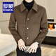 ROMON sheep wool jacket men's short autumn and winter new business casual warm lapel double-sided woolen jacket trendy international gray XL 180 about 130-145 Jin Jin equals 0.5 kg can be worn