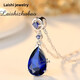 Sapphire Pendant Women's Colorful Gemstone Tanzanite Necklace Sterling Silver Plated 18K Gold Fashionable Colorful Treasure Treasure