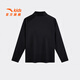 Anta children's T-shirts for boys and girls 2025 autumn new style plus velvet simple and versatile outdoor stand collar long T basic black-4 120
