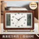 Hanshi (Hense) creative retro table clock perpetual calendar desktop clock living room clock TV cabinet sitting clock ornaments home clock HD76 walnut + radio wave movement (23*34) cm
