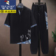 Woodpecker Ice Silk Suit Men's Summer Thin Tang Suit Short Sleeve Casual Chinese Style Men's Loose Hanfu Set A Set Handsome 497 White [Set] Thin XL Recommended 125-140Jin [Jin equals 0.5 kg]