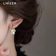 Lnieer Design Flower Pearl Earrings Women's Niche Versatile Earrings 2025 New Hot Style Internet Celebrity Earrings Stud Earrings Forest Pearl Flower Earrings Electroplating Thickening Coloring
