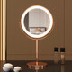 Large LED makeup mirror that can be raised and lowered, telescopic double-sided mirror with light, desktop magnifying mirror, height-adjustable 9 inches_Silver_Straight pole_5x magnification