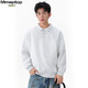 MMOPTOP Japanese heavyweight Chinese cotton polo collar sweatshirt autumn and winter men's loose inner long-sleeved MWY21 white flower gray L