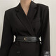 HG suit girdle women's decorative wide belt coat outer waist belt windbreaker waist belt dual-use belt fashionable and versatile black (105cm)