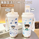 Lock Lock (LOCK/LOCK) cartoon thermos cup student portable stainless steel ceramic cup office high-value large capacity coffee cup [food grade] antique white-BXAB15786 animation stainless steel