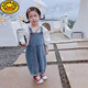 Детские комбинезоны G.duck, новинка 2024 года, весенне-осенние повседневные джинсы для девочек, детские свободные штаны, модные синие джинсовые комбинезоны в корейском стиле, 90 см