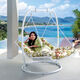 Chaise à bascule de Yusenyi, panier de suspension à double hamac, lit bleu, chaise swing extérieure, balcon, lit swing bleu suspendu pour adulte, chaise salon à bascule, blanc petit (A13821 Coussin de siège)