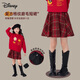 Disney Retro Tartan Girls Skirt 26th Autumn and Winter Christmas Style Umbrella Skirt New Year Red Versatile A-Line Skirt 130
