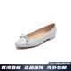 莱尔斯丹（le saunda）新款时尚优雅蝴蝶结拼接平跟女鞋单鞋5M15602 灰色 GYK 35