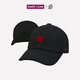 SWOF CARE Double Heart Black LOVE Red Heart Embroidered Hat Valentine's Day Gift Soft Top Baseball Cap 161247 Black/Black One Size Recommended for a head circumference of 56-60cm