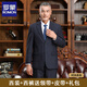 ROMON Suit Suit Men's Dad Wedding Dress Middle-aged Father's Business Formal Wear Men's Middle-aged Casual Suit 561# Medium Gray Stripe Two-Buckle Style M 170