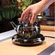 Full-degree heat-resistant glass cooking one-piece handlebar kettle, large-capacity tea-making kettle, high-end electric ceramic stove, teapot and stove for tea-making, wooden shadow teapot + drum rhyme electric ceramic stove black
