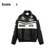 Bosie Boxi 2025 new autumn style letter contrast motorcycle pu leather jacket men's casual jacket jacket black and white M