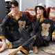 Yalu Couple Pajamas Spring and Autumn Long Sleeve Pure Cotton Men and Women Casual Cute Cartoon Spring Autumn and Winter New Home Clothing Set A17805# XL Men's Single Set