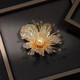BJYL temperament brooch high-end exquisite fashion dinner corsage high-end light luxury suit coat pin clothing accessories women's gold flower brooch