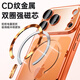 Jiadu suitable for iPhone17ProMax electroplated transparent magnetic phone case Apple 17Pro integrated protective cover with dustproof plug Orange (integrated dustproof plug) comes with lens film iPhone17