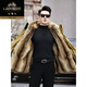 Classic car mid-length loose parka men's winter coat with velvet and thickening 2025 new mink liner dad jacket orange (sleeves with fur) removable liner 4XL 180 to 200Jin Jin equals 0.5 kg