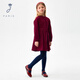 JACADI girls long-sleeved dress 2025 autumn and winter new pure cotton burgundy dress 2085120 burgundy 541 140 /10A