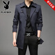 Playboy mid-length windbreaker autumn and winter new casual versatile jacket men's casual versatile handsome dad top jacket black thin M 17085-110Jin Jin equals 0.5 kg