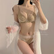 Ropa interior de encaje francés modal para mujeres con pechos grandes, sexy puro y sexy seta de air de conejo delgada sin anillo de acero champán dorado (pieza individual) MD164 85d 38