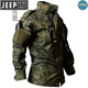 JEEP SPIRIT Jeep Russian camouflage soft shell jacket suit men's spring and autumn outdoor fishing windproof tactical clothing tough guy ACU Russian camouflage clothing + hat belt 2XL (181-195Jin Jin equals 0.5 kg)
