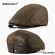 SOMUBAY (SOMUBAY) new autumn and winter dad hat men's lightweight breathable beret middle-aged and elderly grandfather retro fashion warm forward hat brown one size (55-59CM)