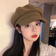 Wine Style Senior Korean Style Autumn and Winter Women's Beret Women's Octagonal Big Head Circumference Showing Face Small Fashionable Western Style Octagonal Hat Three-dimensional Black