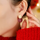 Yalundi sterling silver unique and beautiful red earrings feminine earrings 2025 new hot style high-end light luxury earrings autumn and winter
