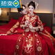 Shantoulin Village Wedding Dress, Phoenix Crown, Red Charm, Couple Xiuhe Clothing 2025 Bride Wedding Toast Clothing Small Wedding Dress Chinese Wedding Clothing Fenglaiyi Pleated Diamond No Jewelry M Recommended 120-140Jin[Jin equals 0.5 kg]